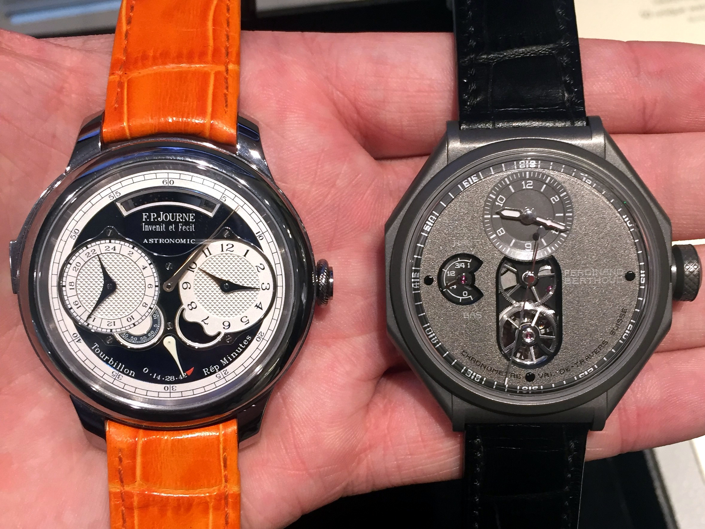 (L) F.P. Journe Astronomic & (R) Ferdinand Berthoud Chronometre FB1 Night Sky for OnlyWatch 2019