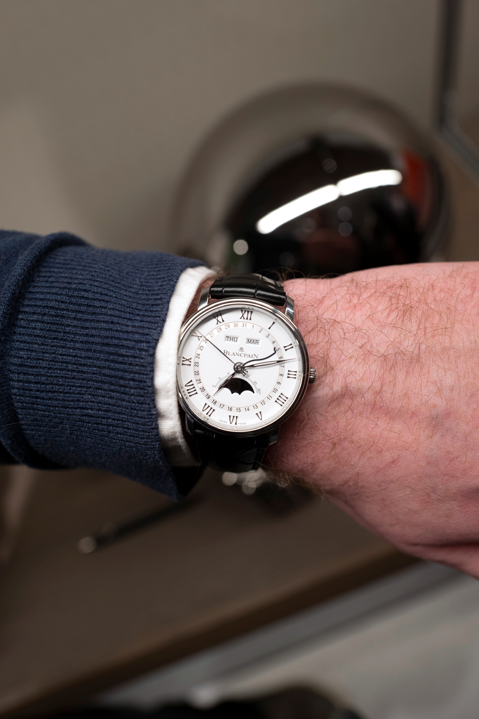 Blancpain Villeret shot on Leica in portrait which is better for watch photography