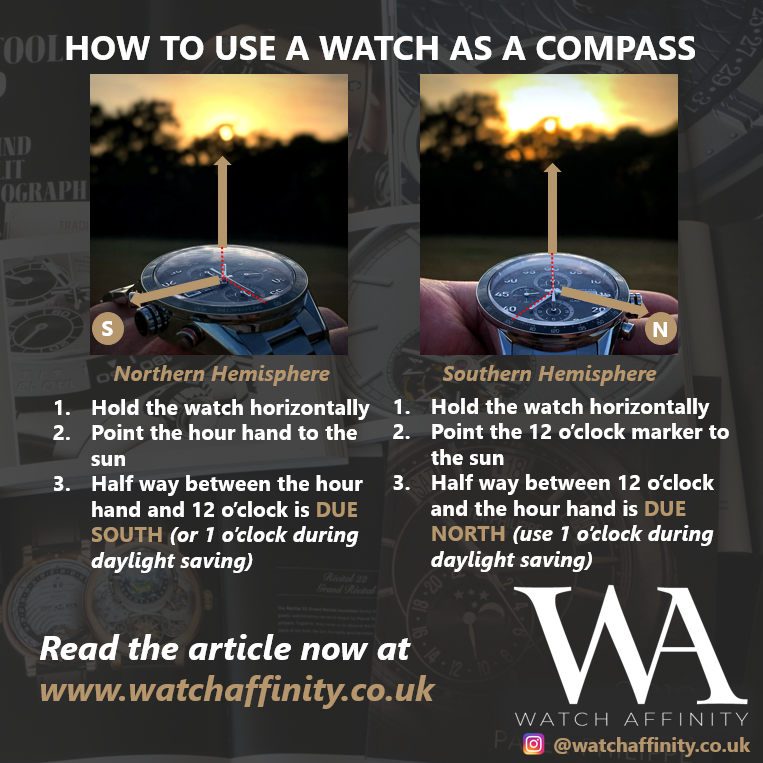 how to use a watch as a compass