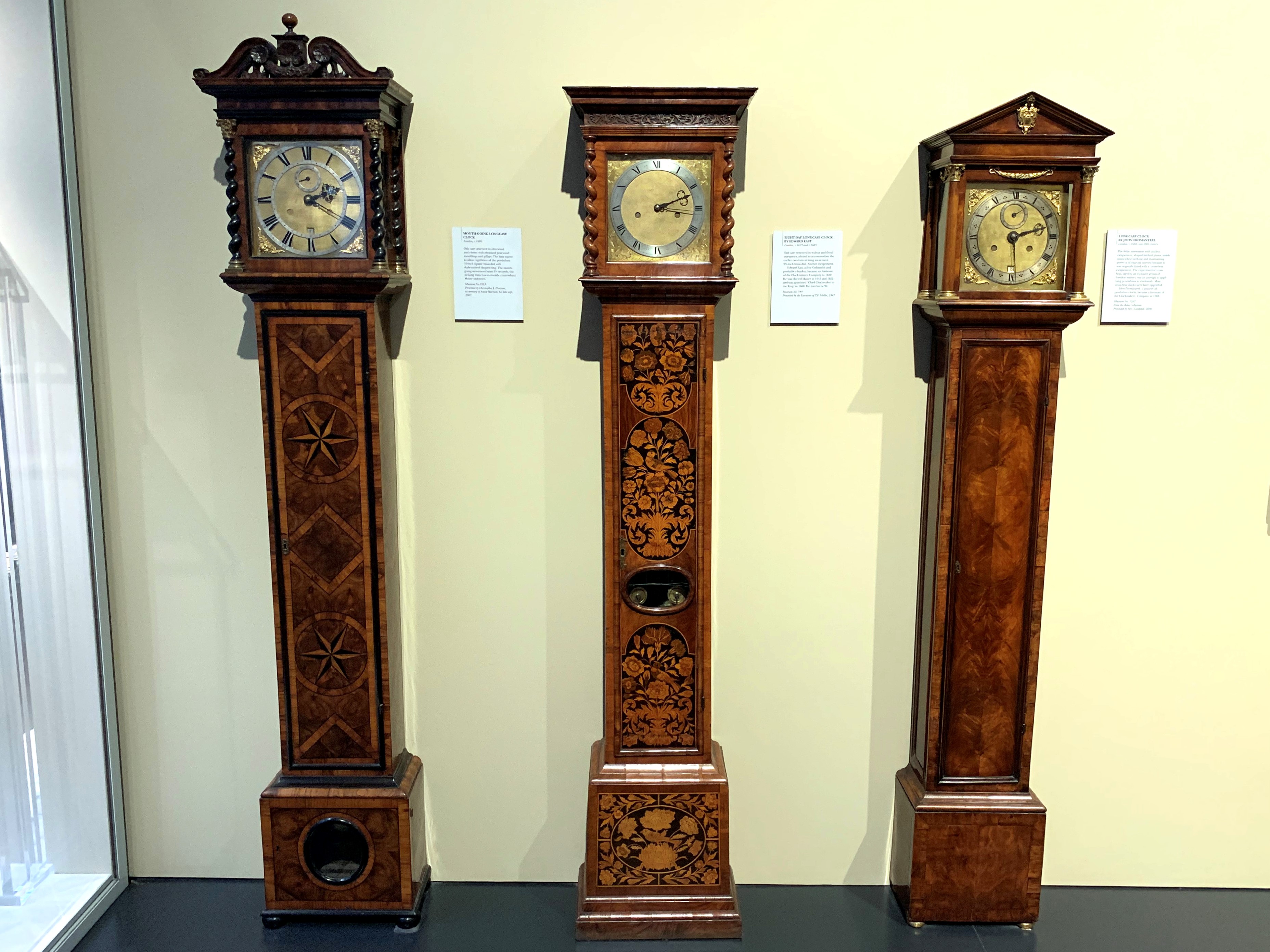 Longcase clocks at the clockmakers museum, london