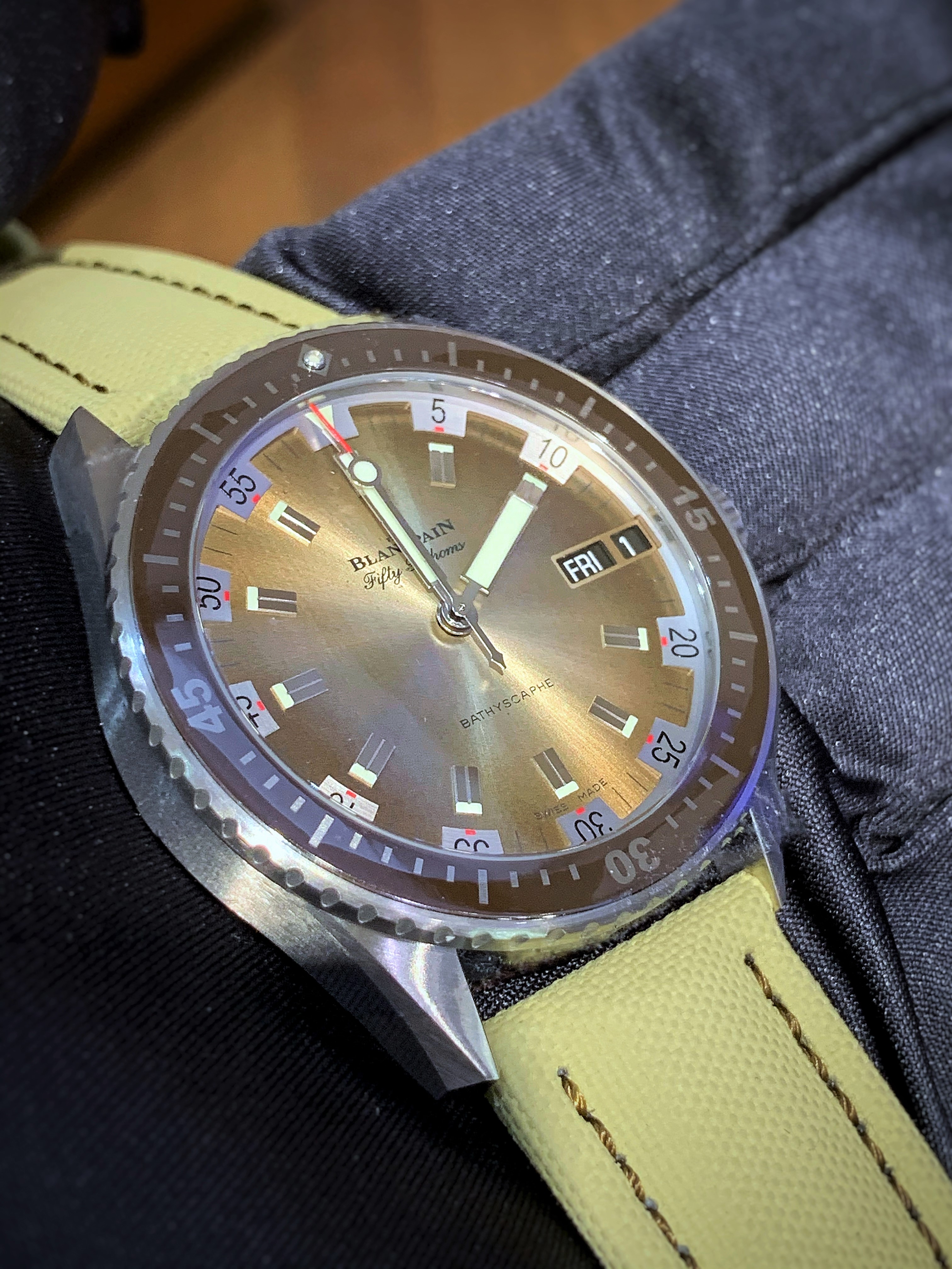 blancpain fifty fathoms bathyscaphe desert edition