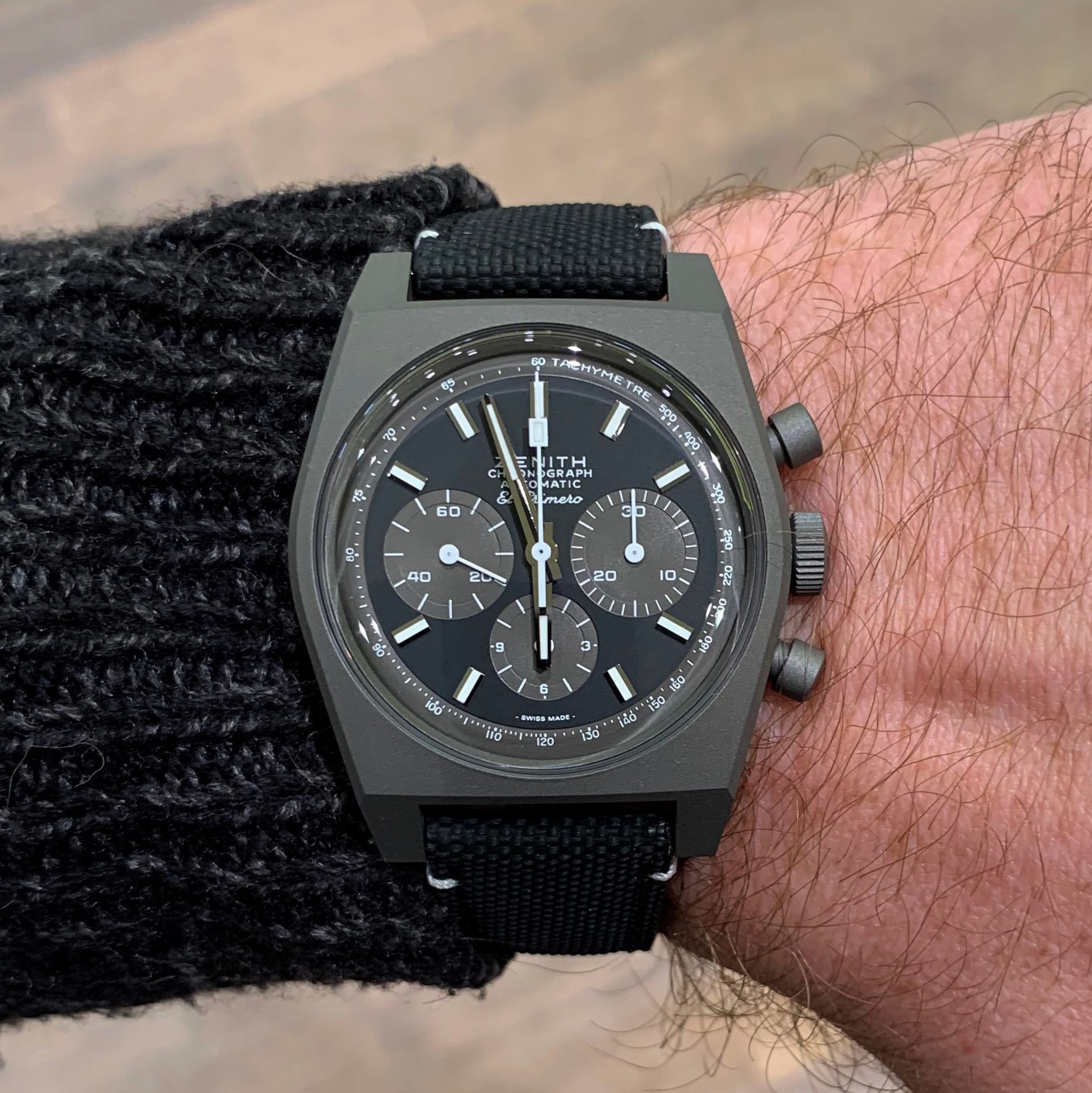 Wristshot of the Zenith El Primero Revival Shadow